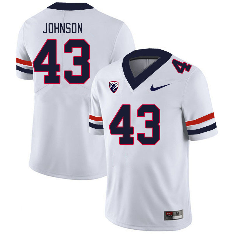 Men #43 Dalton Johnson Arizona Wildcats College Football Jerseys Stitched-White